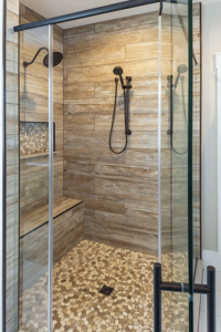 custom shower gray tile