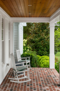 colonial porch with st michaels brick wood ceiling