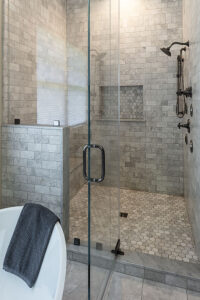 custom home stone tile shower