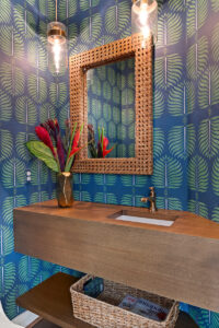 BLUE GREEN WALLPAPER IN BATHROOM RENOVATION WINCHESTER ON THE SEVERN RENOVATION BY MUELLER HOMES