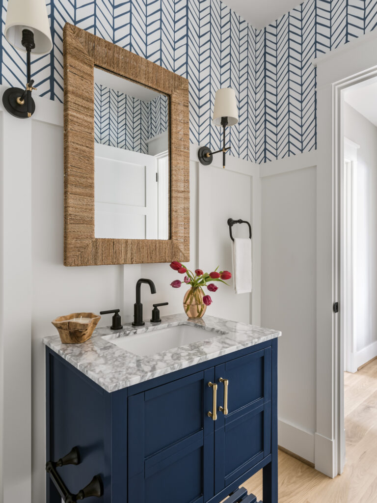 custom bathroom nautical blue white wallpaper